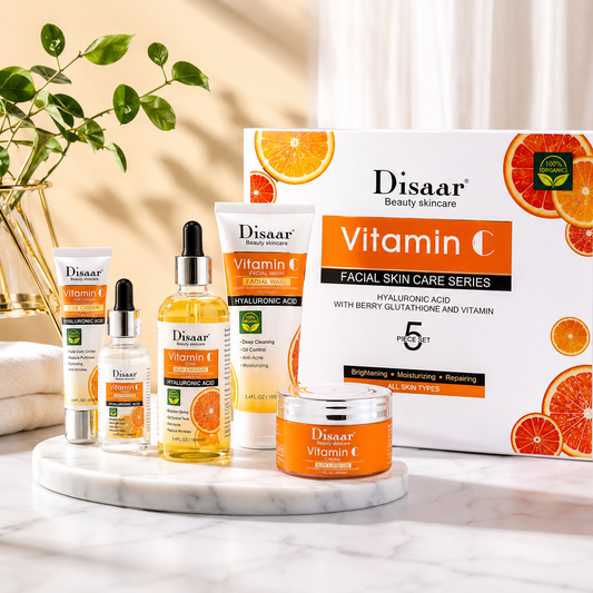 Línea de 5 pasos de skin care Vitamina C mas Acido Hialurónico